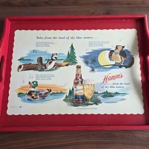 Hamm's Red Decorative Wood Serving Tray - Vintage Style Home Accent